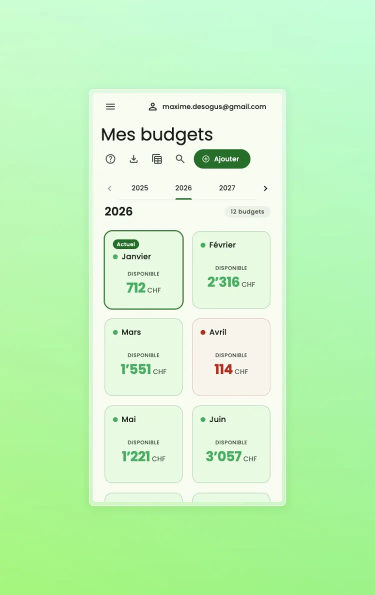 Vue annuelle des budgets